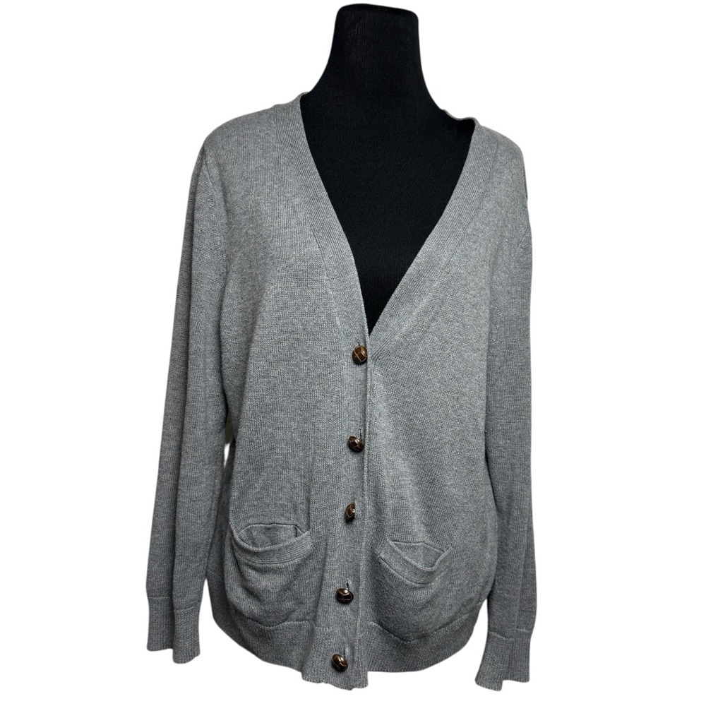 Gap Gray Women’s XL Grandpa Cardigan Pockets Boyfriend Sweater Career Preppy